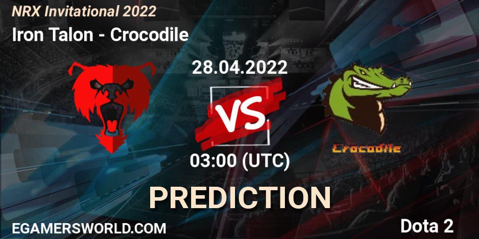 Iron Talon vs Crocodile: Betting TIp, Match Prediction. 28.04.2022 at 03:11. Dota 2, NRX Invitational 2022