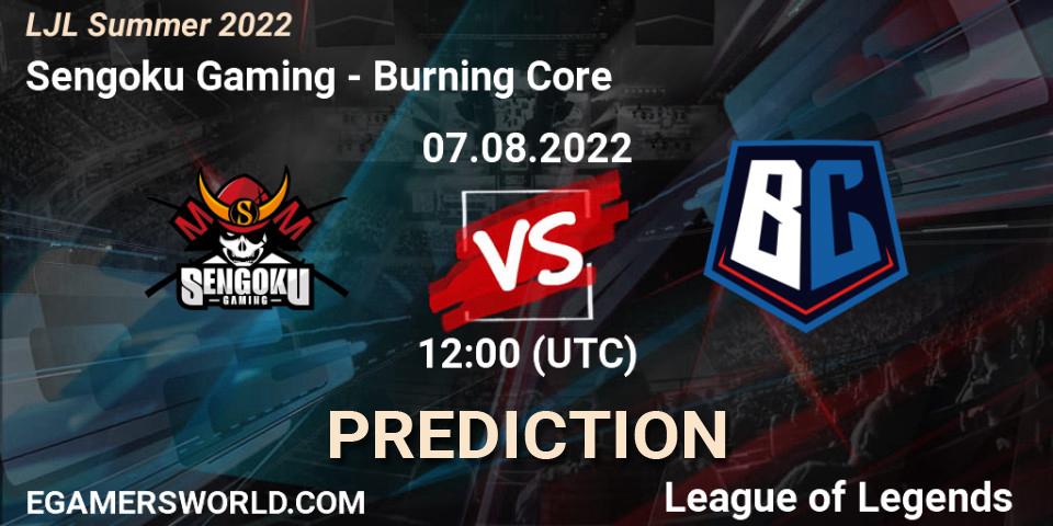 Sengoku Gaming vs Burning Core: Betting TIp, Match Prediction. 07.08.22. LoL, LJL Summer 2022