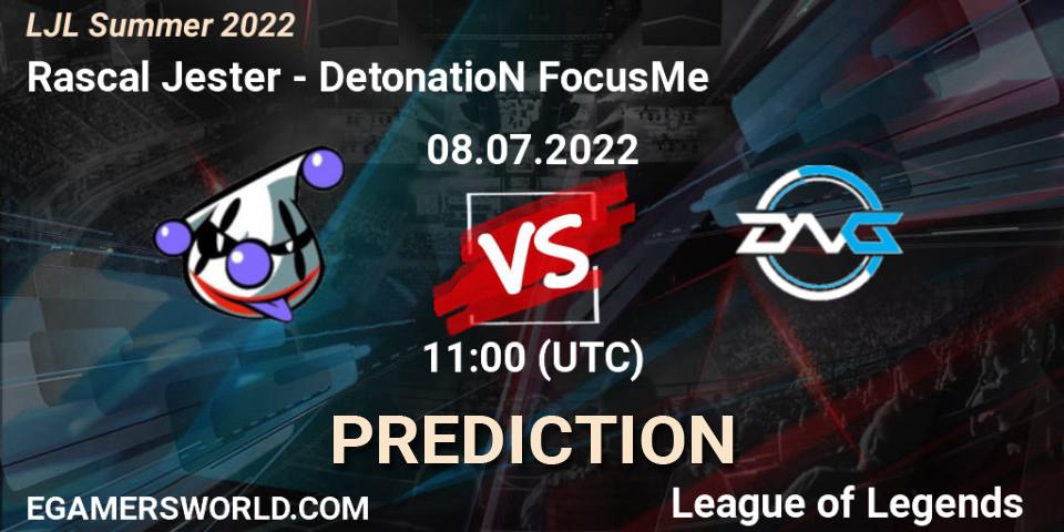 Rascal Jester vs DetonatioN FocusMe: Betting TIp, Match Prediction. 08.07.22. LoL, LJL Summer 2022