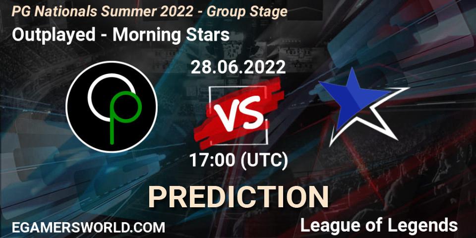 Outplayed vs Morning Stars: Betting TIp, Match Prediction. 28.06.22. LoL, PG Nationals Summer 2022 - Group Stage