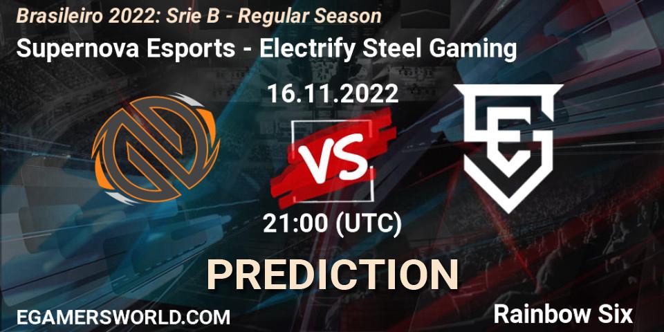 Supernova Esports vs Electrify Steel Gaming: Betting TIp, Match Prediction. 16.11.22. Rainbow Six, Brasileirão 2022: Série B - Regular Season