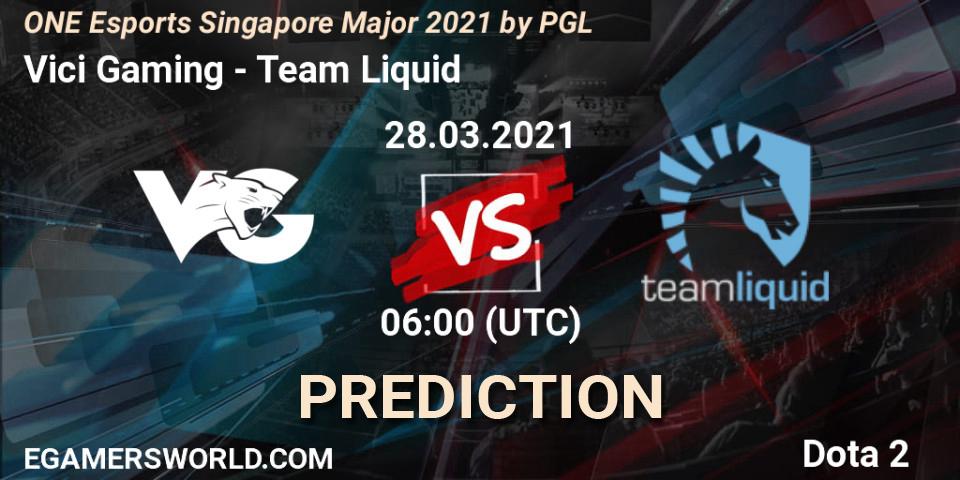 Vici Gaming vs Team Liquid: Betting TIp, Match Prediction. 28.03.2021 at 06:10. Dota 2, ONE Esports Singapore Major 2021