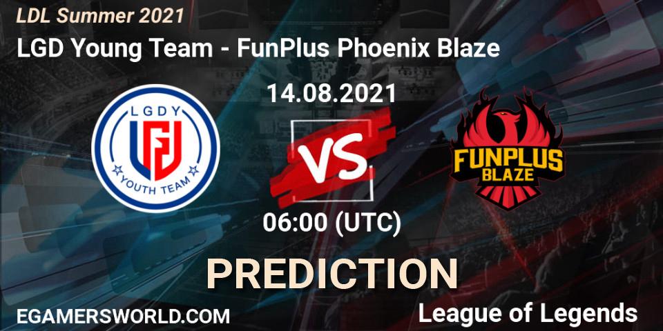 LGD Young Team vs FunPlus Phoenix Blaze: Betting TIp, Match Prediction. 14.08.2021 at 07:00. LoL, LDL Summer 2021