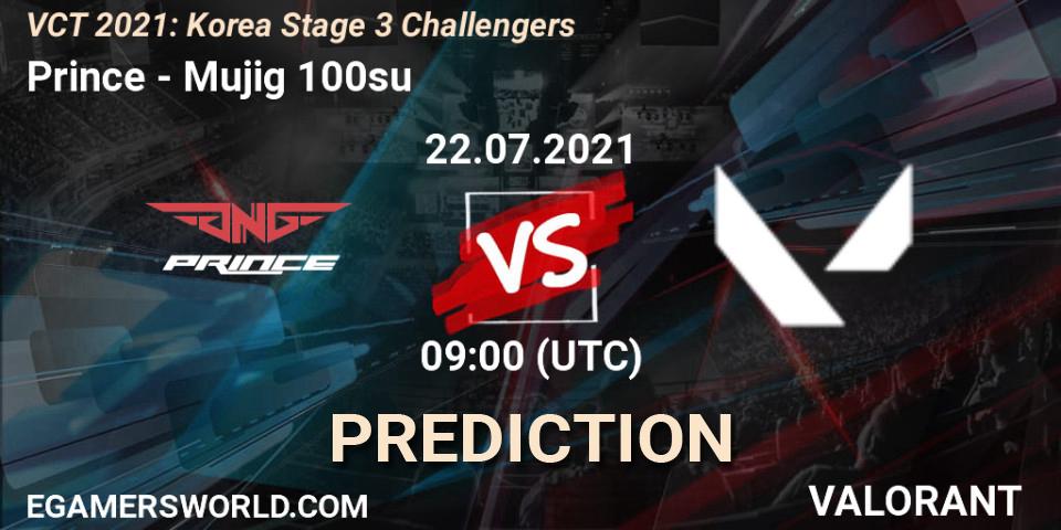 Prince vs Mujig 100su: Betting TIp, Match Prediction. 22.07.2021 at 09:00. VALORANT, VCT 2021: Korea Stage 3 Challengers
