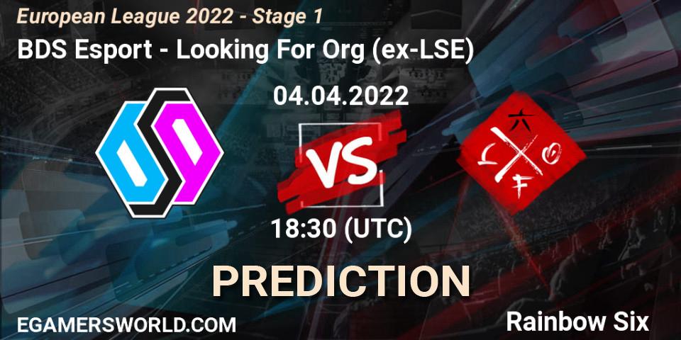 BDS Esport vs Looking For Org (ex-LSE): Betting TIp, Match Prediction. 04.04.22. Rainbow Six, European League 2022 - Stage 1