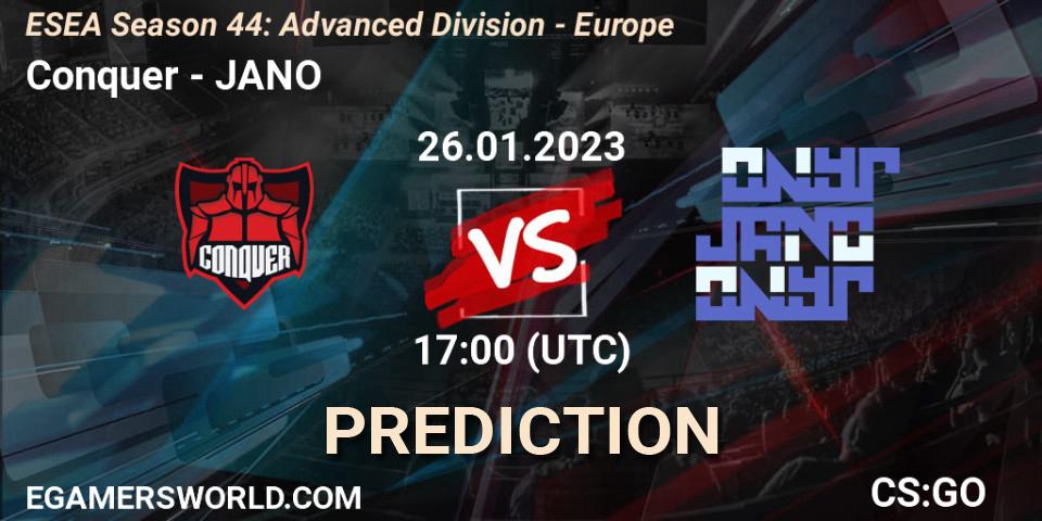 Conquer vs JANO: Betting TIp, Match Prediction. 26.01.23. CS2 (CS:GO), ESEA Season 44: Advanced Division - Europe