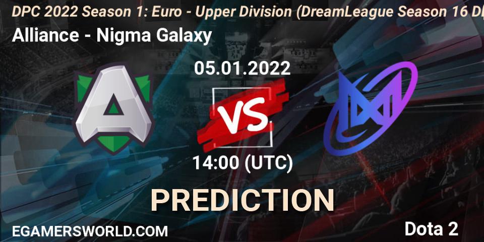 Alliance vs Nigma Galaxy: Betting TIp, Match Prediction. 05.01.2022 at 13:56. Dota 2, DPC 2022 Season 1: Euro - Upper Division (DreamLeague Season 16 DPC WEU)