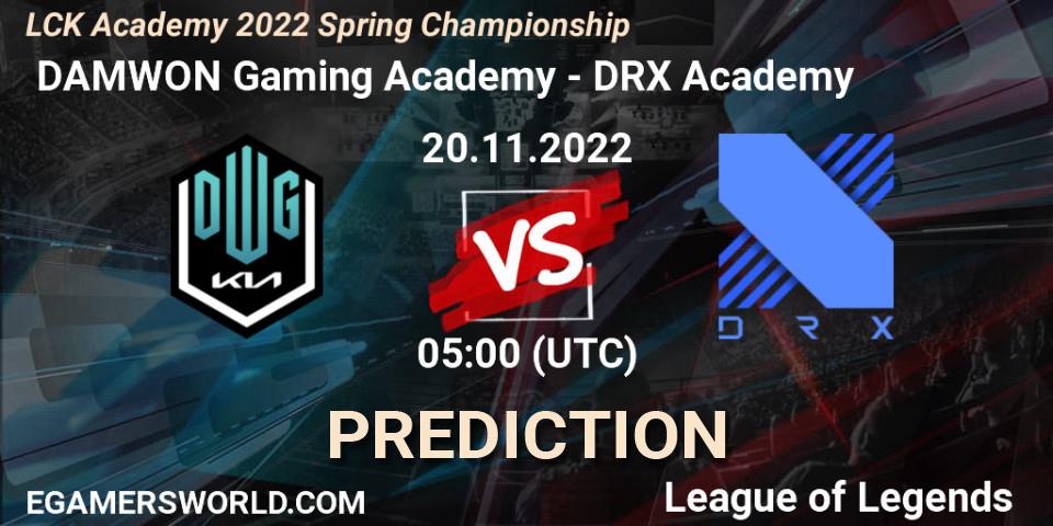  DAMWON Gaming Academy vs DRX Academy: Betting TIp, Match Prediction. 20.11.2022 at 05:00. LoL, LCK Academy 2022 Spring Championship