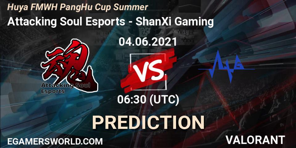 Attacking Soul Esports vs ShanXi Gaming: Betting TIp, Match Prediction. 04.06.2021 at 06:30. VALORANT, Huya FMWH PangHu Cup Summer