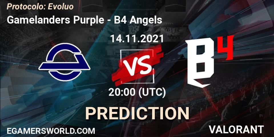 Gamelanders Purple vs B4 Angels: Betting TIp, Match Prediction. 14.11.2021 at 20:00. VALORANT, Protocolo: Evolução