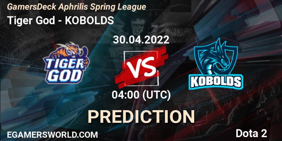 Tiger God vs KOBOLDS: Betting TIp, Match Prediction. 30.04.2022 at 04:19. Dota 2, GamersDeck Aphrilis Spring League