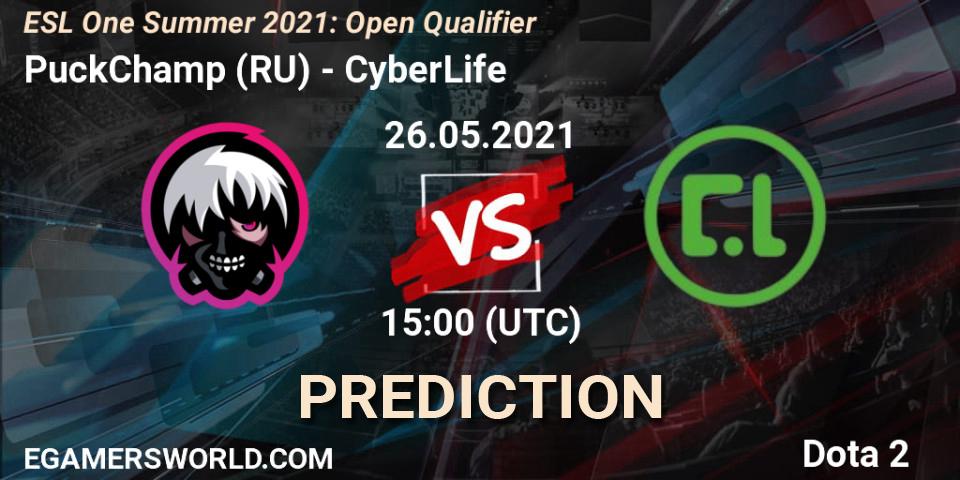 PuckChamp (RU) vs CyberLife: Betting TIp, Match Prediction. 26.05.2021 at 15:04. Dota 2, ESL One Summer 2021: Open Qualifier