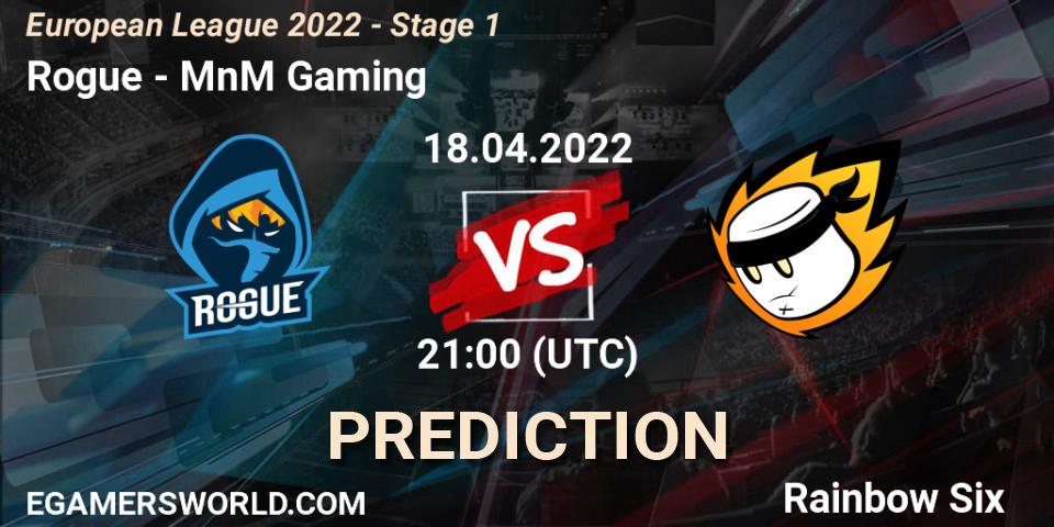 Rogue vs MnM Gaming: Betting TIp, Match Prediction. 18.04.2022 at 21:00. Rainbow Six, European League 2022 - Stage 1