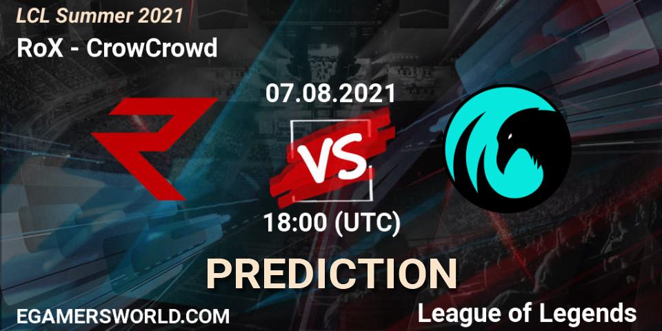 RoX vs CrowCrowd: Betting TIp, Match Prediction. 08.08.21. LoL, LCL Summer 2021