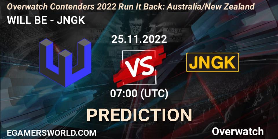 WILL BE vs JNGK: Betting TIp, Match Prediction. 25.11.2022 at 07:00. Overwatch, Overwatch Contenders 2022 - Australia/New Zealand - November