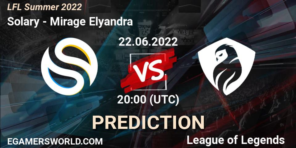 Solary vs Mirage Elyandra: Betting TIp, Match Prediction. 22.06.2022 at 20:30. LoL, LFL Summer 2022