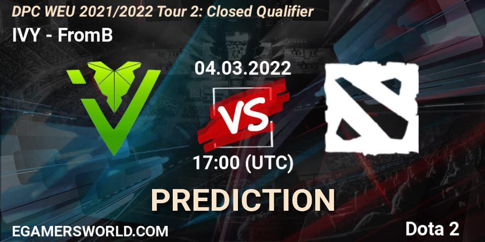 IVY vs FromB: Betting TIp, Match Prediction. 04.03.2022 at 17:00. Dota 2, DPC WEU 2021/2022 Tour 2: Closed Qualifier