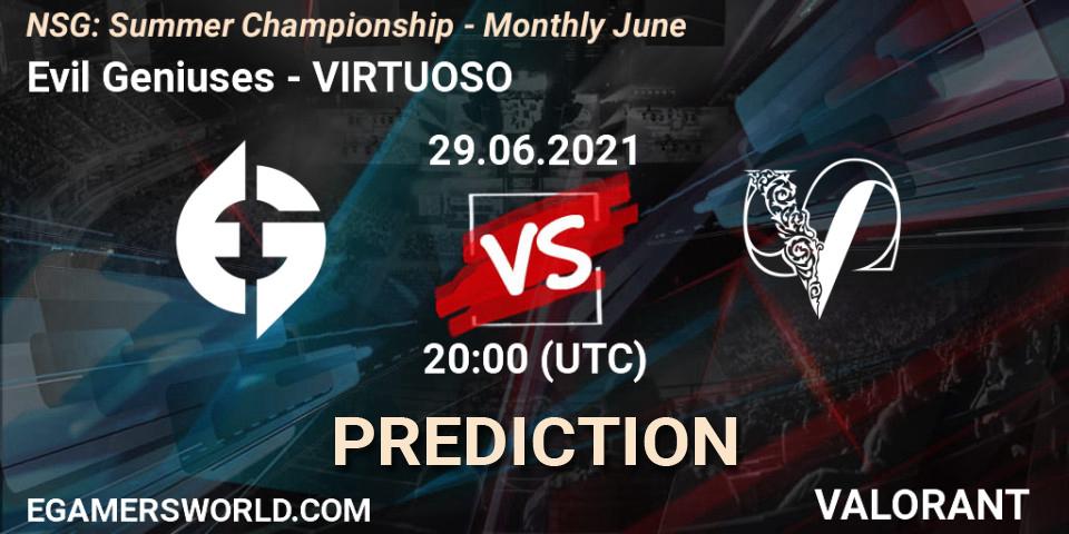 Evil Geniuses vs VIRTUOSO: Betting TIp, Match Prediction. 29.06.2021 at 21:00. VALORANT, NSG: Summer Championship - Monthly June