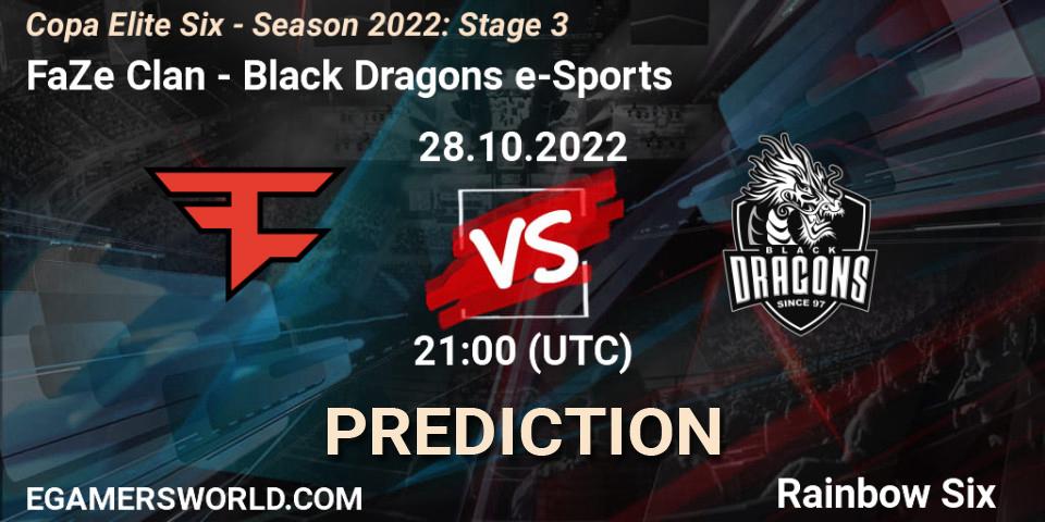 FaZe Clan vs Black Dragons e-Sports: Betting TIp, Match Prediction. 28.10.22. Rainbow Six, Copa Elite Six - Season 2022: Stage 3