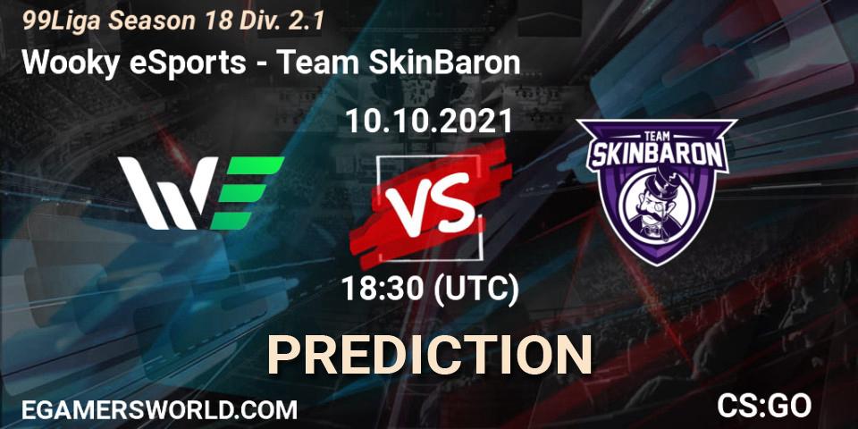 Wooky eSports vs Team SkinBaron: Betting TIp, Match Prediction. 10.10.2021 at 18:30. Counter-Strike (CS2), 99Liga Season 18 Div. 2.1