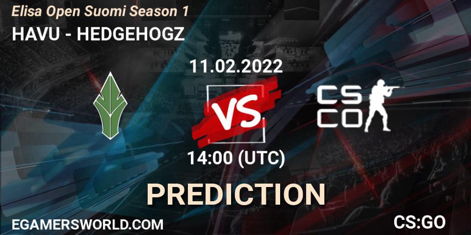 HAVU vs HEDGEHOGZ: Betting TIp, Match Prediction. 11.02.2022 at 14:00. Counter-Strike (CS2), Elisa Open Suomi Season 1