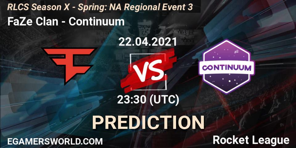 FaZe Clan vs Continuum: Betting TIp, Match Prediction. 22.04.2021 at 23:30. Rocket League, RLCS Season X - Spring: NA Regional Event 3