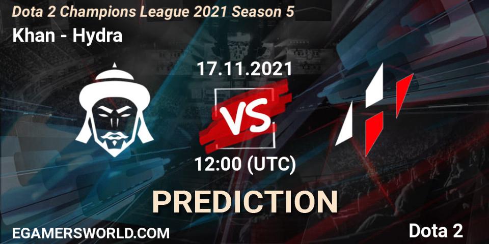 Khan vs Hydra: Betting TIp, Match Prediction. 17.11.21. Dota 2, Dota 2 Champions League 2021 Season 5