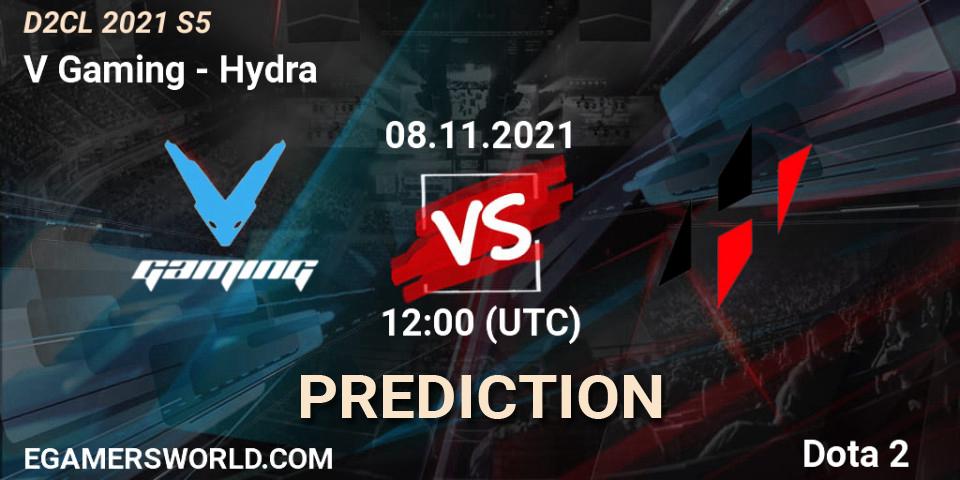 V Gaming vs Hydra: Betting TIp, Match Prediction. 08.11.2021 at 11:59. Dota 2, Dota 2 Champions League 2021 Season 5