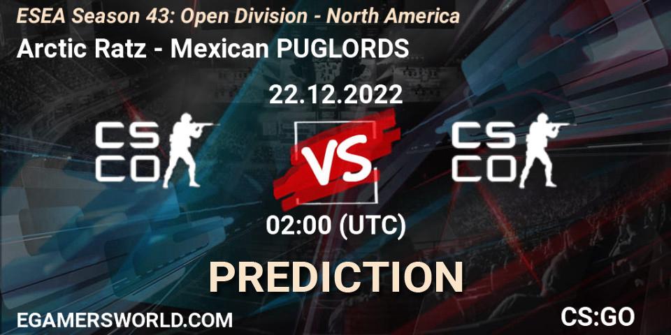 Arctic Ratz vs Mexican PUGLORDS: Betting TIp, Match Prediction. 22.12.2022 at 02:00. Counter-Strike (CS2), ESEA Season 43: Open Division - North America