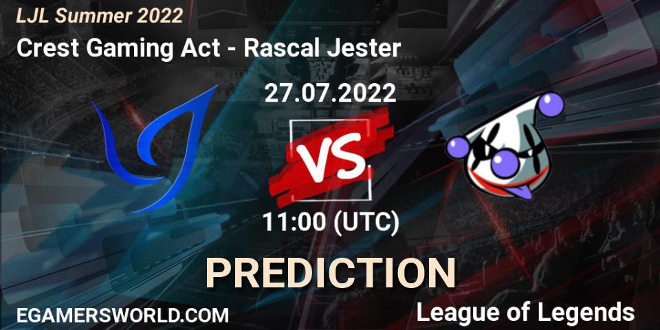 Crest Gaming Act vs Rascal Jester: Betting TIp, Match Prediction. 27.07.22. LoL, LJL Summer 2022