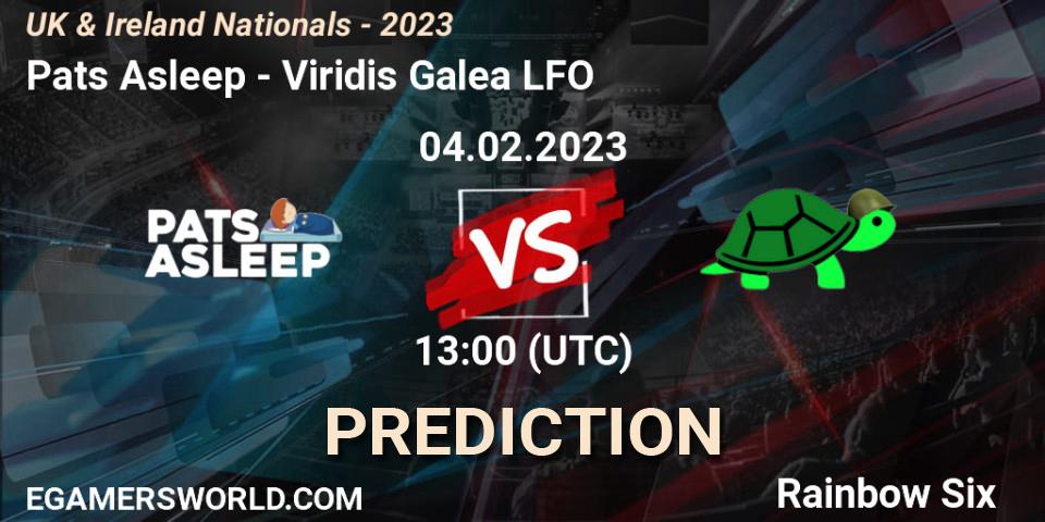 Pats Asleep vs Viridis Galea LFO: Betting TIp, Match Prediction. 04.02.2023 at 13:00. Rainbow Six, UK & Ireland Nationals - 2023