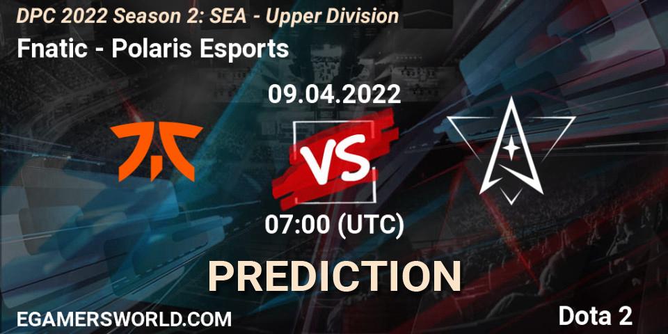Fnatic vs Polaris Esports: Betting TIp, Match Prediction. 09.04.22. Dota 2, DPC 2021/2022 Tour 2 (Season 2): SEA Division I (Upper)