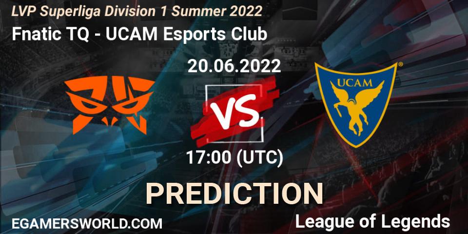 Fnatic TQ vs UCAM Esports Club: Betting TIp, Match Prediction. 20.06.2022 at 17:00. LoL, LVP Superliga Division 1 Summer 2022