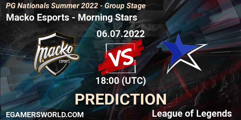Macko Esports vs Morning Stars: Betting TIp, Match Prediction. 06.07.22. LoL, PG Nationals Summer 2022 - Group Stage