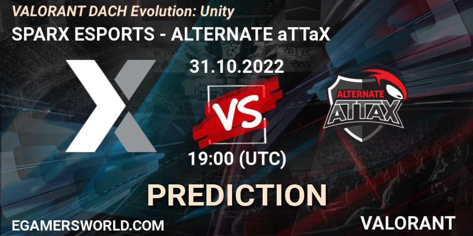 SPARX ESPORTS vs ALTERNATE aTTaX: Betting TIp, Match Prediction. 31.10.2022 at 20:15. VALORANT, VALORANT DACH Evolution: Unity