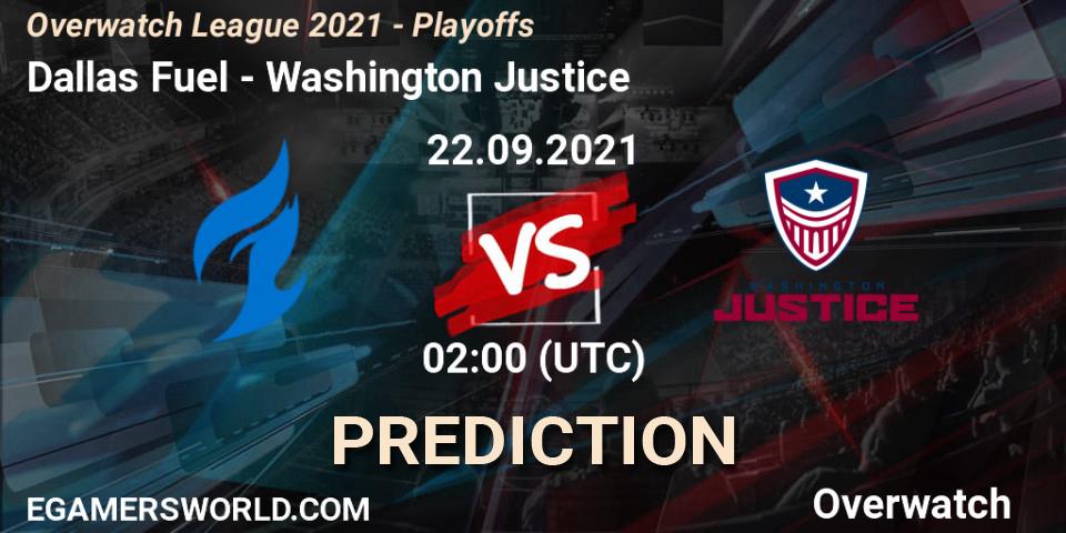 Dallas Fuel vs Washington Justice: Betting TIp, Match Prediction. 21.09.21. Overwatch, Overwatch League 2021 - Playoffs