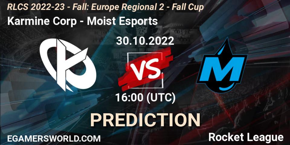 Karmine Corp vs Moist Esports: Betting TIp, Match Prediction. 30.10.2022 at 16:00. Rocket League, RLCS 2022-23 - Fall: Europe Regional 2 - Fall Cup