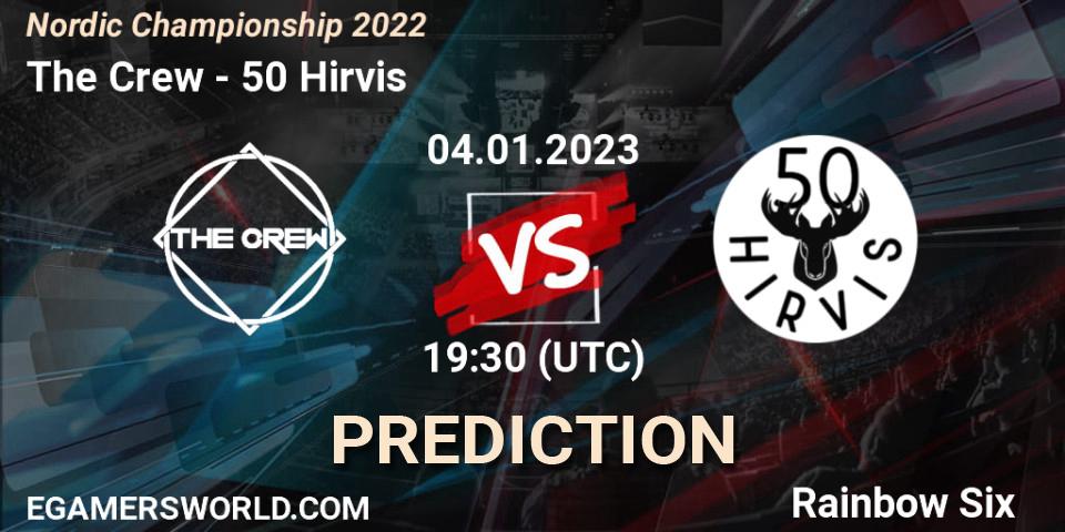 The Crew vs 50 Hirvis: Betting TIp, Match Prediction. 04.01.2023 at 19:30. Rainbow Six, Nordic Championship 2022