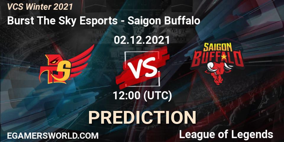 Burst The Sky Esports vs Saigon Buffalo: Betting TIp, Match Prediction. 02.12.2021 at 12:00. LoL, VCS Winter 2021