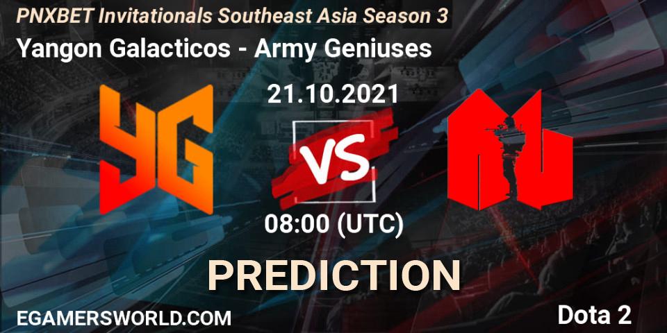 Yangon Galacticos vs Army Geniuses: Betting TIp, Match Prediction. 21.10.2021 at 08:25. Dota 2, PNXBET Invitationals Southeast Asia Season 3