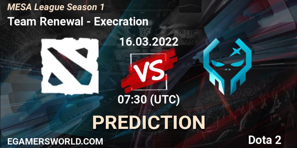 Team Renewal vs Execration: Betting TIp, Match Prediction. 16.03.2022 at 07:30. Dota 2, MESA League Season 1
