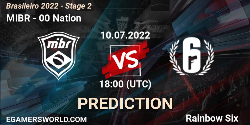 MIBR vs 00 Nation: Betting TIp, Match Prediction. 10.07.2022 at 18:00. Rainbow Six, Brasileirão 2022 - Stage 2