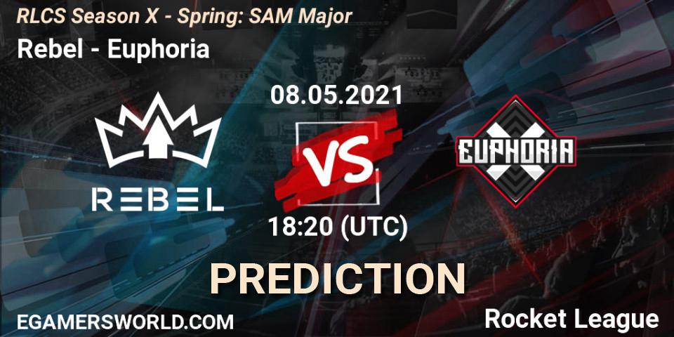 Rebel vs Euphoria: Betting TIp, Match Prediction. 08.05.2021 at 18:20. Rocket League, RLCS Season X - Spring: SAM Major