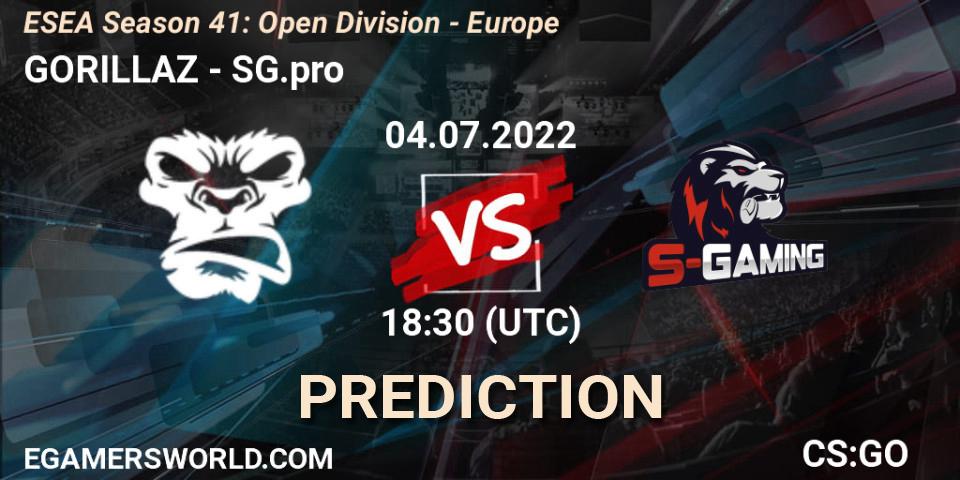 GORILLAZ vs SG.pro: Betting TIp, Match Prediction. 04.07.22. CS2 (CS:GO), ESEA Season 41: Open Division - Europe