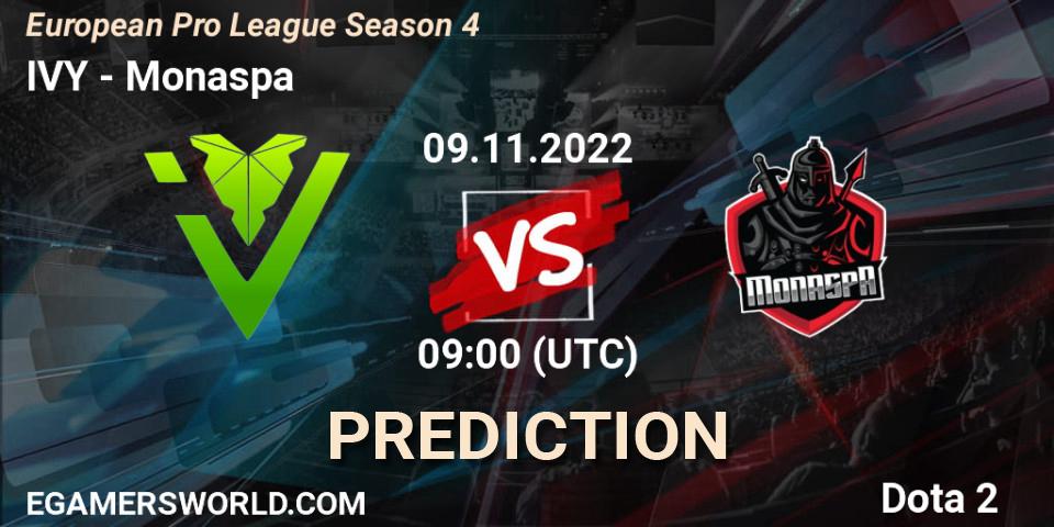 IVY vs Monaspa: Betting TIp, Match Prediction. 09.11.22. Dota 2, European Pro League Season 4