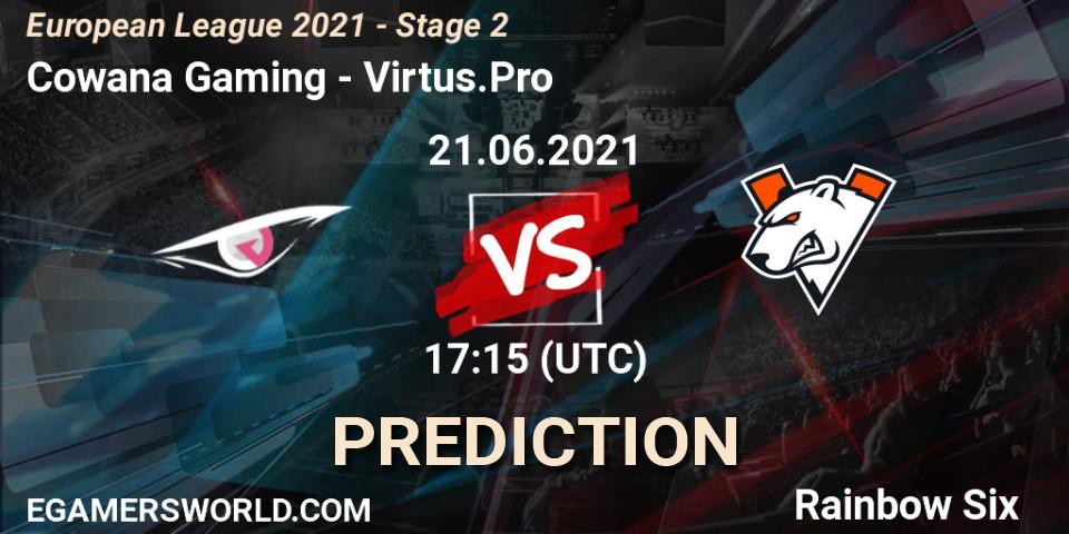 Cowana Gaming vs Virtus.Pro: Betting TIp, Match Prediction. 21.06.2021 at 17:15. Rainbow Six, European League 2021 - Stage 2