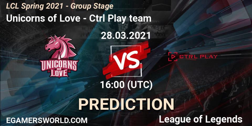 Unicorns of Love vs Ctrl Play team: Betting TIp, Match Prediction. 28.03.21. LoL, LCL Spring 2021 - Group Stage