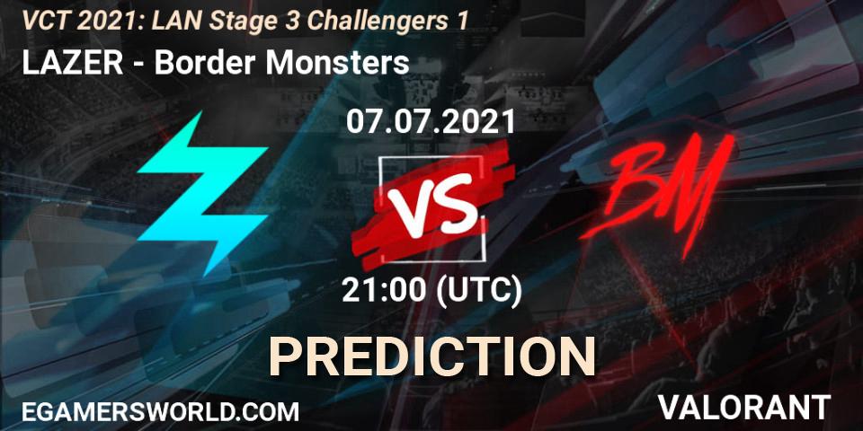 LAZER vs Border Monsters: Betting TIp, Match Prediction. 07.07.2021 at 21:00. VALORANT, VCT 2021: LAN Stage 3 Challengers 1