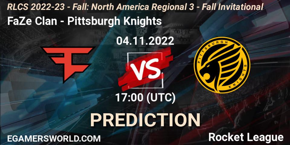 FaZe Clan vs Pittsburgh Knights: Betting TIp, Match Prediction. 04.11.2022 at 17:00. Rocket League, RLCS 2022-23 - Fall: North America Regional 3 - Fall Invitational
