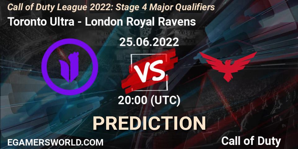 Toronto Ultra vs London Royal Ravens: Betting TIp, Match Prediction. 25.06.2022 at 20:00. Call of Duty, Call of Duty League 2022: Stage 4